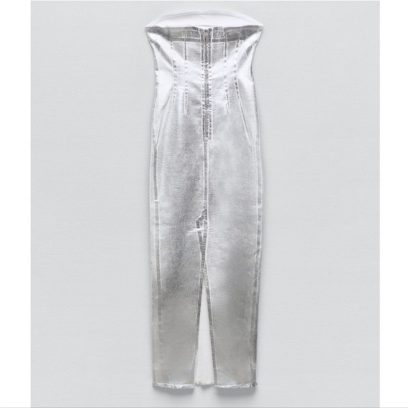 The Fitted Denim Dress in Silver - Picture 3 of 5